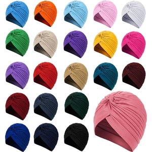 Damen Turban-Mütze mit ethnischem Falten-Design und 19 verschiedenen Farbvarianten