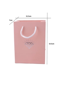 Pink jewelry gift bag with dimensions 11.5x7x15.5cm featuring silver diamond pattern