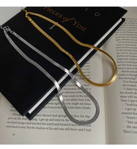 Flat gold and silver stainless steel snake bone necklaces with lobster clasp