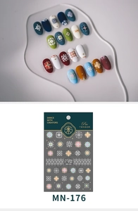 Détail du lot de stickers ongles 3D MN-176 aux motifs ethniques et floraux