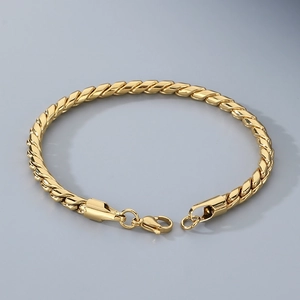 Golden titanium steel twisted rope chain bracelet with secure lobster clasp for men