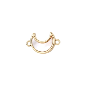 14k Gold Mondsichel-Anhänger mit Perlmutt-Einlage und doppelten Verbindungsringen