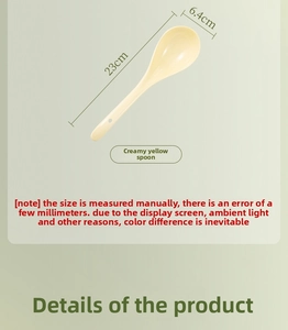 Detail of 23cm cream yellow ceramic ladle with round hanging hole and long handle