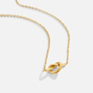 French vintage 14K gold plated knot pendant necklace for women with minimalist chain