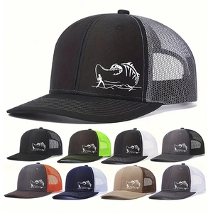 Casquette Trucker Homme Filet Respirant Casquette De Baseball Pêche En Plein Air Imprimé Arête De Poisson Protection Solaire Réglable