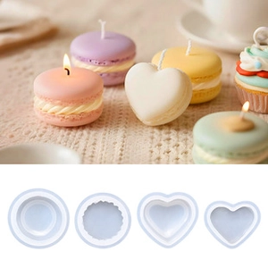 Silicone mold for resin cupcakes and macarons showing blue tools and colorful crafts