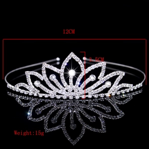 Sparkling silver rhinestone bridal tiara with crown dimensions 12cm by 3.5cm and 15g weight