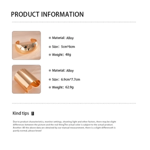 Detaillierte Produktinformationen für minimalistische goldfarbene Legierung Armreifen.
