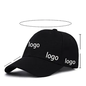 Berretto da baseball classico in cotone nero a sei pannelli con loghi personalizzabili
