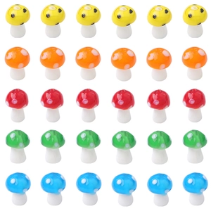 30pcs colorful mushroom glass beads for handmade jewelry making in diverse vibrant colors