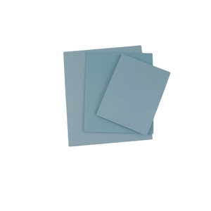 Stack of three blue-grey PE membrane suspension box card inserts in varying sizes