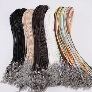 Cordons de collier DIY en cire noire avec fermoirs mousquetons en métal et chaînes d'extension