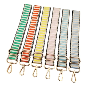 Adjustable Wide Bag Strap Replacement Polyester Cotton Striped Shoulder Crossbody Handbag Belt Metallic Buckle