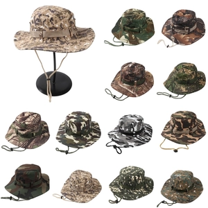 Camouflage Boonie Hut Breite Krempe Sonnenschutz Taktische Fischerkappe Baumwolle Polyester Mit Verstellbarem Windseil Outdoor