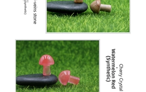 Mini 2cm cherry crystal and wood grain stone mushrooms for aquarium and garden decor