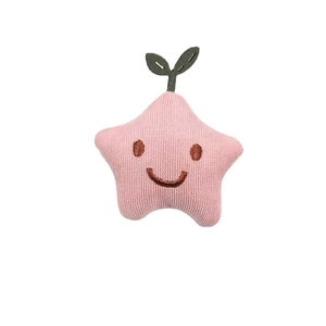 Pink plush star accessory with green leaf and smiling face for girls accessories