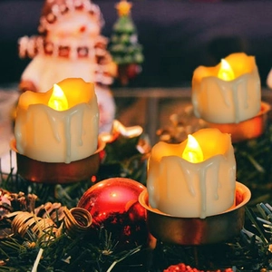 Led Flameless Tea Lights Melting Wax Effect Flickering Candles Battery Operated Decor For Halloween Christmas Wedding