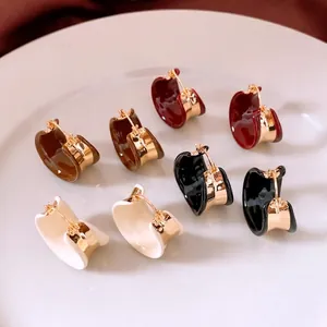 18k gold plated enamel hoop earrings set in burgundy, brown, black and white colors