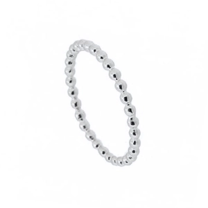 Polished silver beaded ring with minimalist stacked metal balls design for women