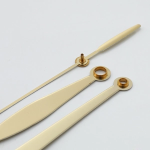 Polished gold quartz clock hands set including hour minute and second hand parts