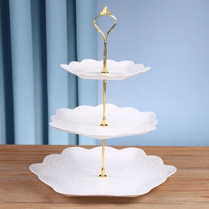 Support à Gâteau Style Européen Plateau à Dessert en Plastique Pour Fruits Thé de l'Après-midi Mariage Fête Assiette de Présentation