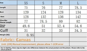 Tableau des tailles détaillé pour trench-coat à ceinture avec mesures des manches