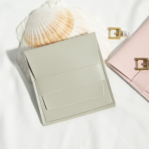 Chic light gray and pink PU leather envelope jewelry pouches with a button closure