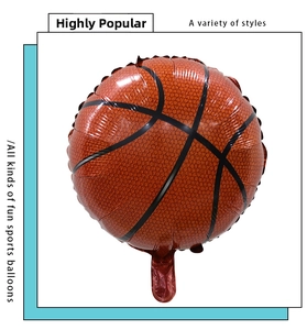 Detail of basketball foil balloon showing realistic texture and inflation valve