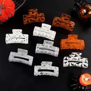 Haarklammern-Set aus Acryl für Halloween mit Geistern, Fledermäusen und Kürbis-Motiven