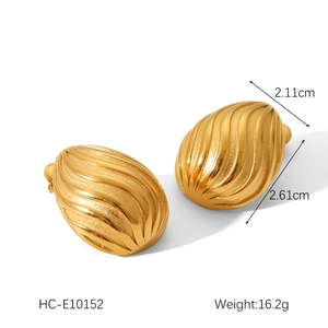 Detailed view of teardrop ribbed earrings with dimensions 2.11cm by 2.61cm and weight 16.2g