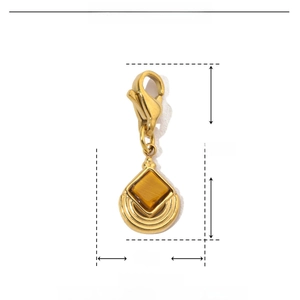 Detailed size parameter guide for gold teardrop natural stone stainless steel pendant