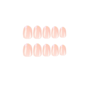 Faux ongles ovales poudre aurora au fini gelée rose pêche élégant et brillant