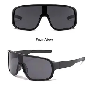 Unisex sports cycling sunglasses with wrap-around shield lenses in matte black finish