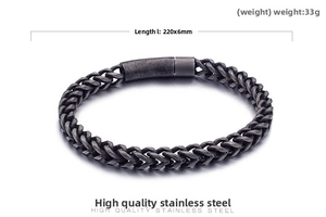 Pulsera de cadena industrial de acero inoxidable 220mm con acabado negro vintage y cierre imán