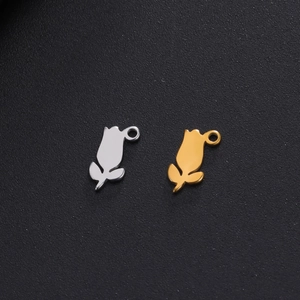 Minimalist stainless steel tulip pendants in gold and silver finish for jewelry DIY