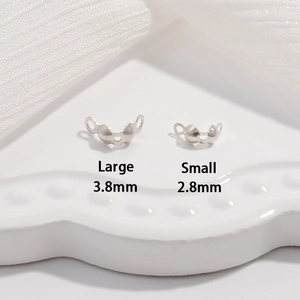 S925 sterling silver clam shell bead tips knot covers in 2.8mm and 3.8mm sizes