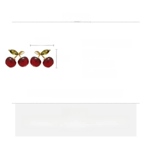 Detail specifications of cherry stud earrings with cubic zirconia and resin materials