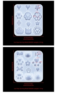 Detailed size and weight specs for translucent silicone cat claw and moon pendant molds