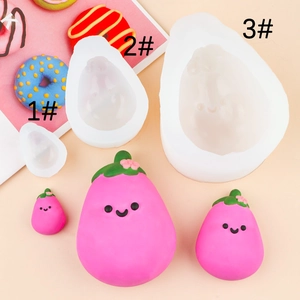 Cute Smiling Eggplant Silicone Mold For DIY Handmade Cake Chocolate Candle Plaster Aromatherapy Crafting Tool