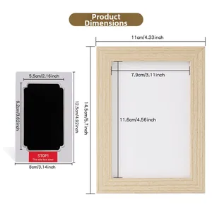 Detailed size chart for pet paw print souvenir frame with ink pad dimensions