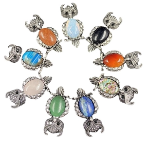 Natural crystal owl pendant brooch collection in nine assorted gemstone colors and vintage silver