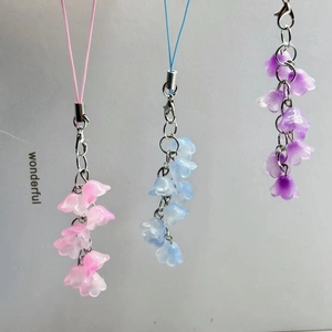 Pendentif Fleur De Muguet Résine Alliage Charme De Sac Dragonne De Téléphone Porte-Clés Floral Pour Femmes