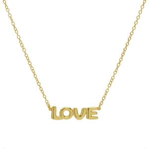 Classic 18k gold plated brass balloon LOVE pendant necklace on a delicate chain
