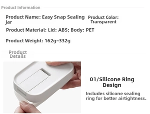 Detail of airtight storage jar showing silicone sealing ring and ABS lid mechanism