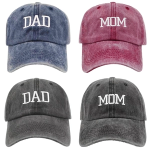 Washed Acrylic Distressed Baseball Cap Retro Dad Hat For Men Women Couple With DAD MOM Letter Embroidery Sunshade Hip Hop Hat