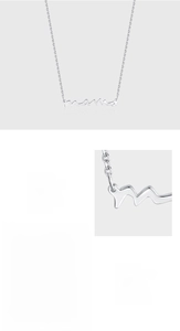 Detailed view of polished S925 sterling silver mama pendant with a delicate chain