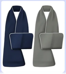 Detail of waterproof fleece bib scarf with convenient loop fastener for adults and seniors