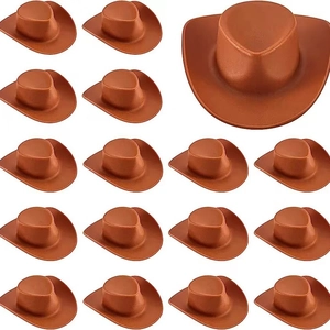 Brown mini disco cowgirl hats set of 17 pieces for space party decoration and crafts