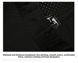 Detail of breathable mesh fabric and moisture-wicking sweatband inside the sport cap