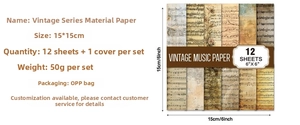 Specifications of 6x6 inch vintage music sheet paper for scrapbooking and DIY crafts